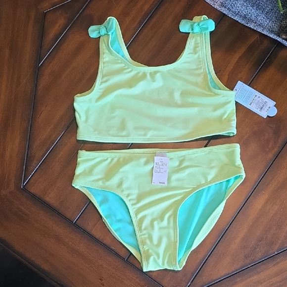 Cat & Jack Lime Green and Aqua Kids Swim Bikini - Picture 1 of 4